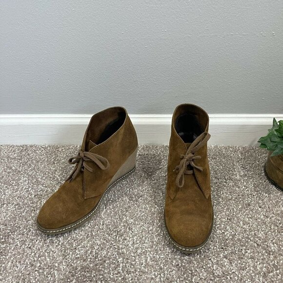 J Crew Womens Brown Suede MacAlister Lace Up Wedge Ankle Boots Booties Size 8 - Picture 6 of 11